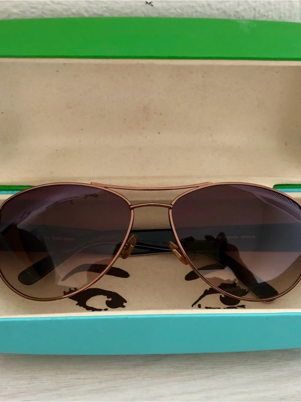 Kate Spade Navigator Sunglasses Bronze Leopard Print w Case Pouch